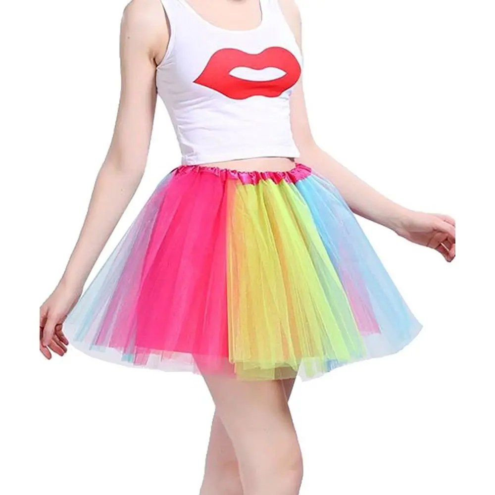 

Fashion Rainbow Tutu Skirt Colorful Netting Dance Pettiskirt Tulle Princess Skirt Kids Girls