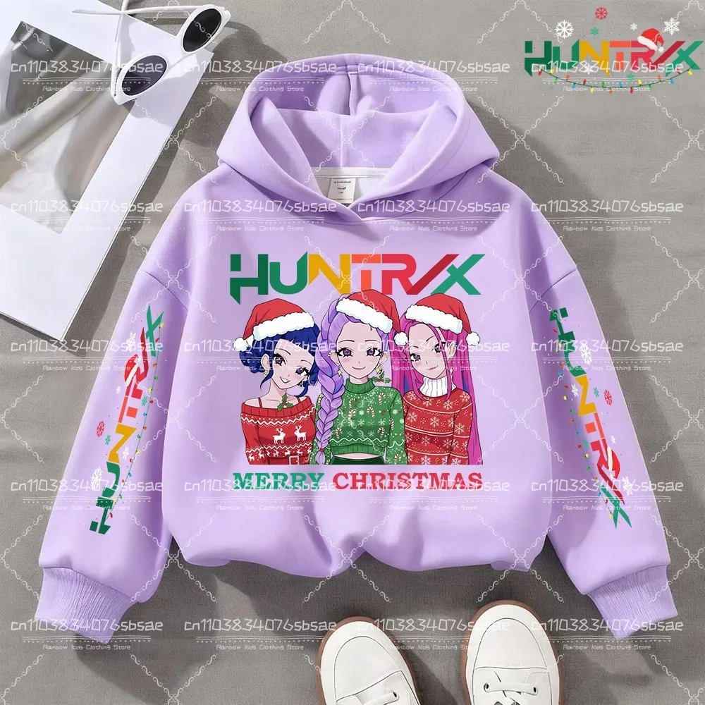 KPop Demon Hunters Felpa con cappuccio Y2K KPop Demon Hunters Felpe con cappuccio natalizie Ragazze Ragazzi Rumi Autunno Casual Manica lunga Abbigliamento per bambini