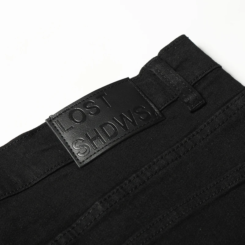 LOSTSHDWS JEANS Klassische Gestickte Logo UNS Trend High Street Fashion Männer Frauen Casual Denim Hosen Ins Stil