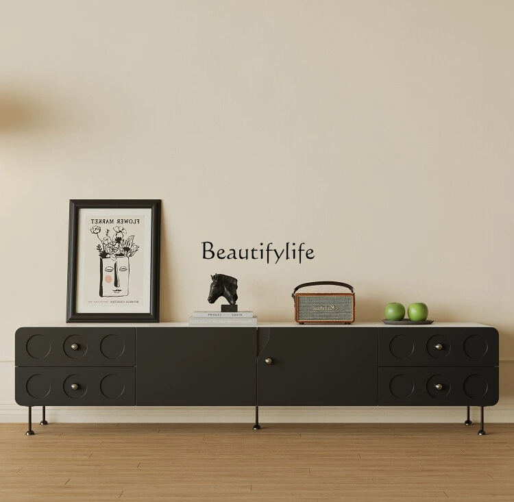 

Modern simple living room TV cabinet light luxury retro home tall TV cabinet