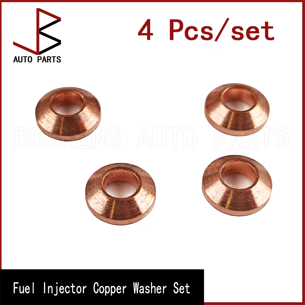 4pcs/set Full Sizes Pure Copper Excavator Injector Nozzle Cone Washer Gasket S/P Type Bowl No.7 No.9 Thickened Diesel Fuel
