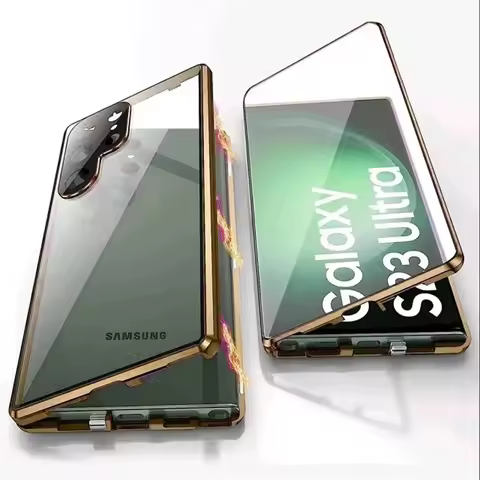 360° Full Protection Magnetic Snap Lock Double Sided Glass Lens Protect Phone Case For Samsung S25 S24 S23 S22 S21 Ultra Plus FE