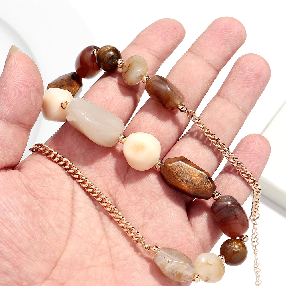 Vintage Acryl unregelmäßige Perlenkette Halsketten für Frauen personalisierte Mode geometrische Schlüsselbein Halsband stapelbar Schmuck Geschenk – Detail 4