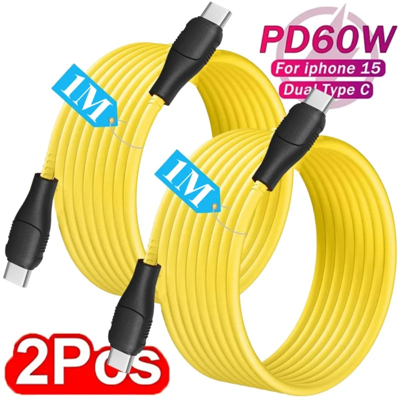 60 W Typ C gelbes Kabel USB C Schnellladegerät Kabel Handykabel für MacBook iPad Samsung Xiaomi Huawei Redmi