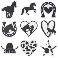 1PCS Cowgirl Shoe Charms Horse PVC Shoe Decorations Clogs Sandals Wristband Accessories Women Men Party Gifts