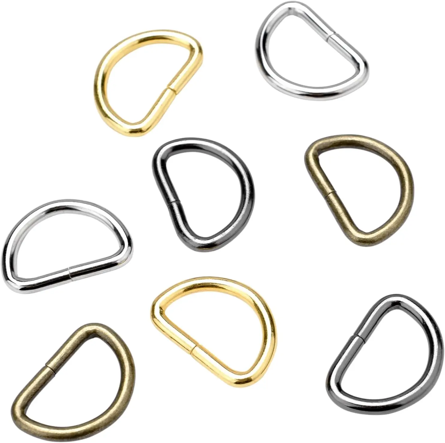 20 Pieces Metal D Rings for Purse D Shape Buckles Multi Purpose Semi Circular for Hardware Bags Ring Hand DIY Accessories