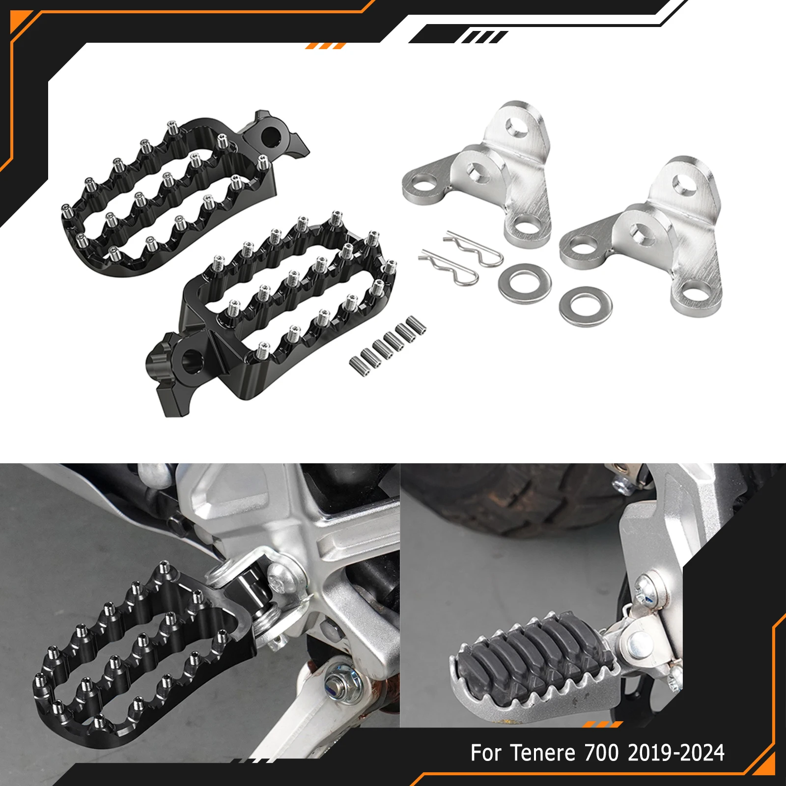 

NICECNC For Yamaha Tenere 700 2019-2024 20MM Lowering Bracket Enlarged Footrest Footpeg For Tenere 700 World Raid XTZ700 T700