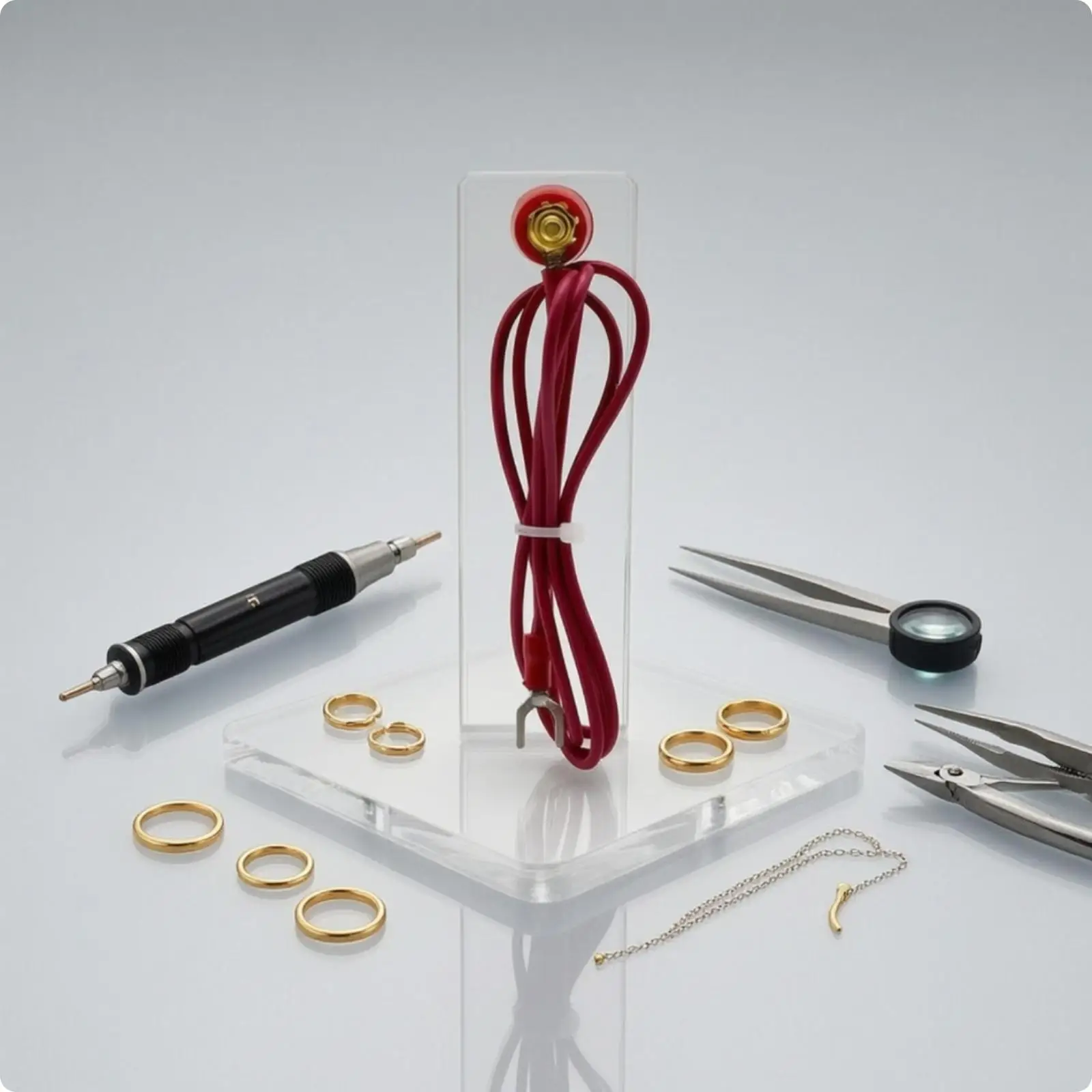Jewelry Spot Welding Machine Accessory Stand with Red Cable Loop for Bench Welding Workstation