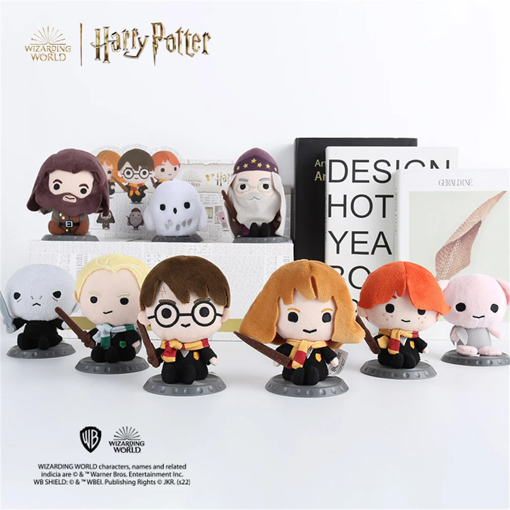 Genuíno harry potter caixa cega pelúcia boneca 11cm filme hermione ron malfoy dobby hagird voldemort plushies brinquedos presentes