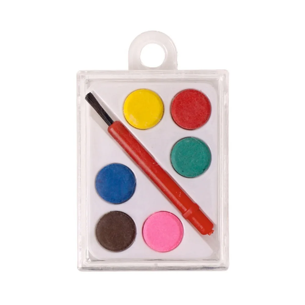 Portable with Painting Brush Watercolor Paint Set 6 Colors Solid Oil Painting Kit Washable Painting Pigment Set Prizes