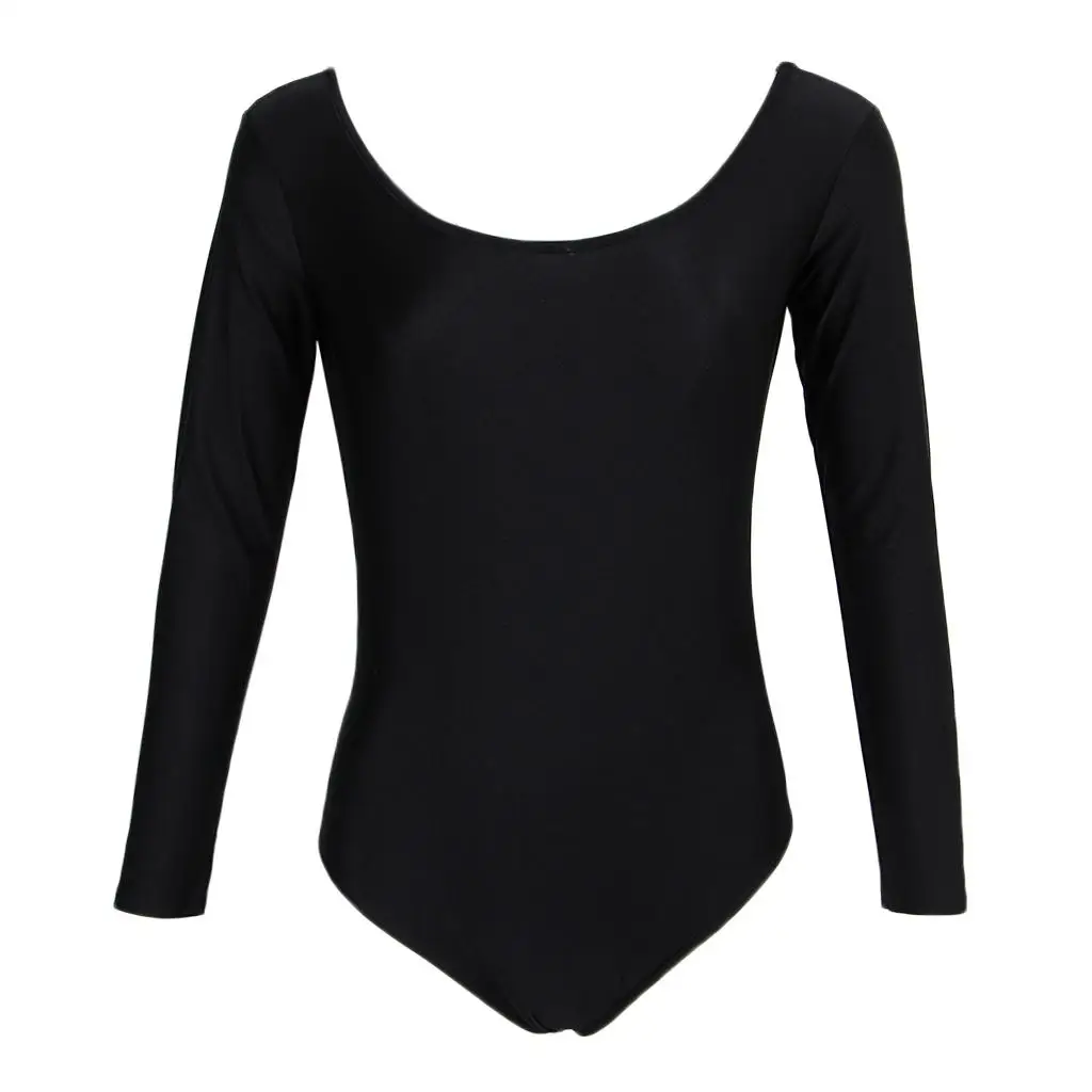 Stretchy Women Bodysuit Long Sleeve Swimsuit Leotard for Ballet Dance Training Competition and Beachwear