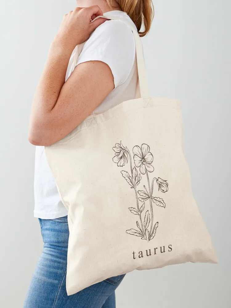 Taurus Botanical Zodiac Tote Bag Gift bags hand bag ladies Canvas bag