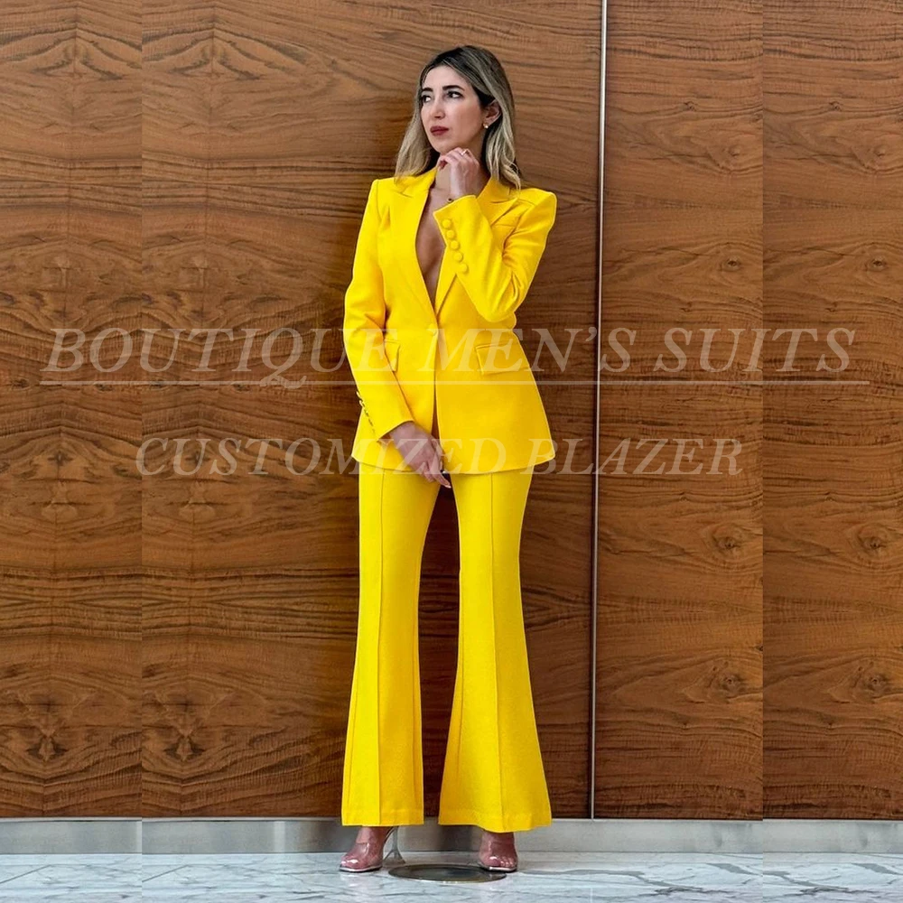 Abiti da donna eleganti Blazer Slim Fit Un bottone Picco risvolto Giacca da 2 pezzi Pantaloni Set Capispalla da donna da ufficio di alta qualità