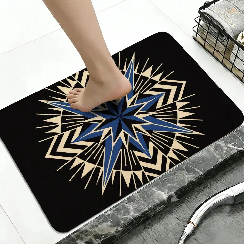 Pattern Mid Century Starburst Floor Mat Diatomite Bath Mat, Quick Dry, Absorbent, Multi-Scene Mat