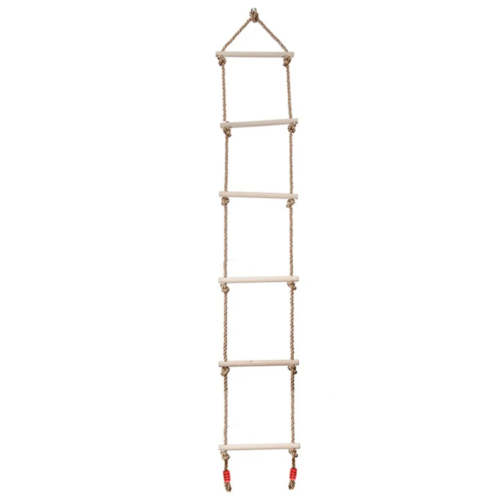 Balanço corda escalada escada brinquedo com plataformas móveis ao ar livre corda de suspensão das crianças de madeira engraçado escada de corda de madeira