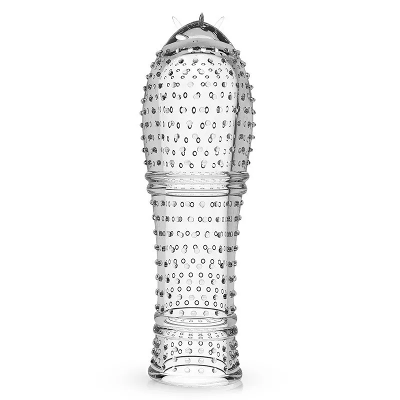 Ribbed Textured Penis Sleeves Dotted Cage Lasting Triple Clitrios Squirt Clit Massage Delay Cock Ring Sheath Comdoms for Man view 5