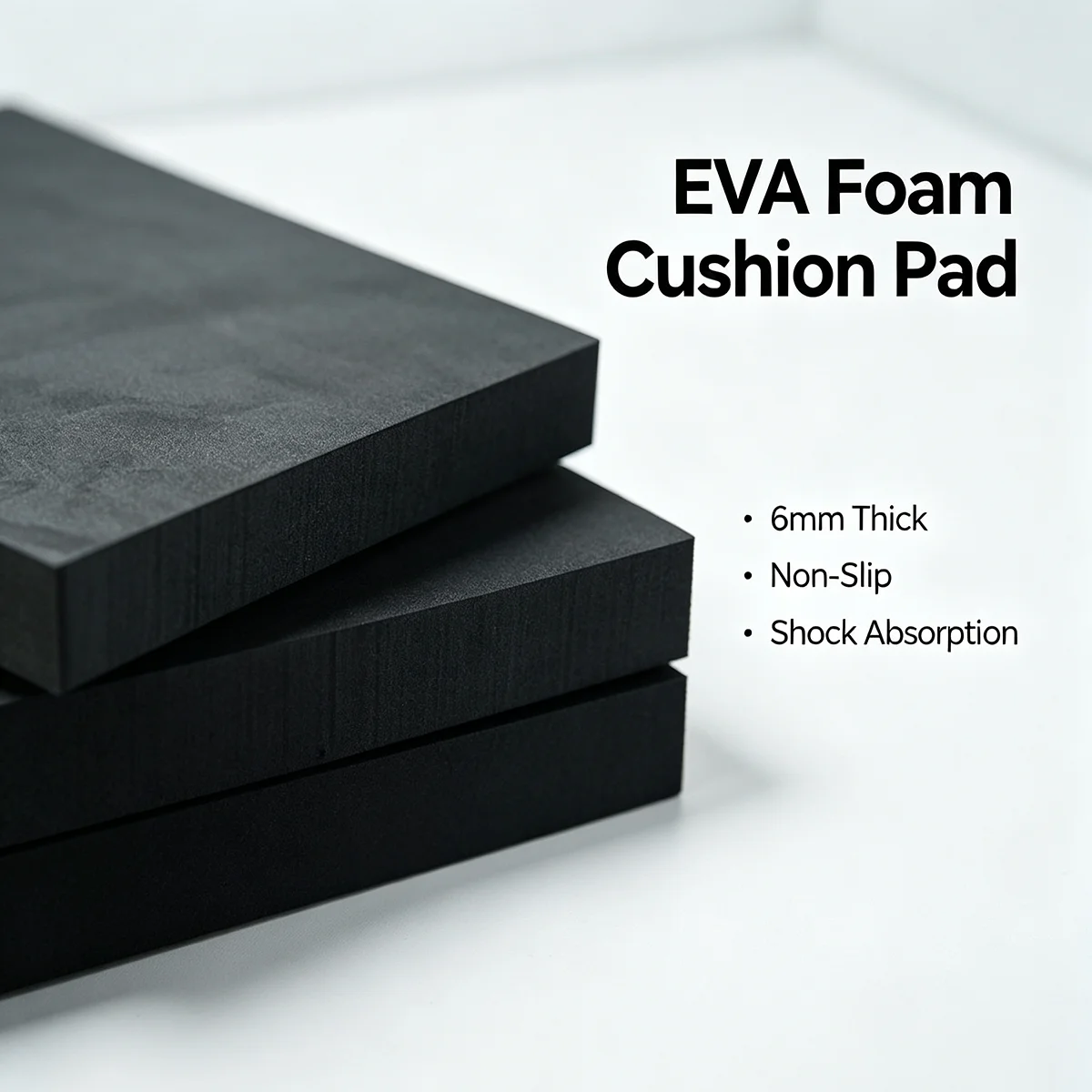 Black EVA Foam Cushion Pad High Density Non‑Slip Shock Absorbing Foam Sheet for Buffer Gasket DIY Cutting
