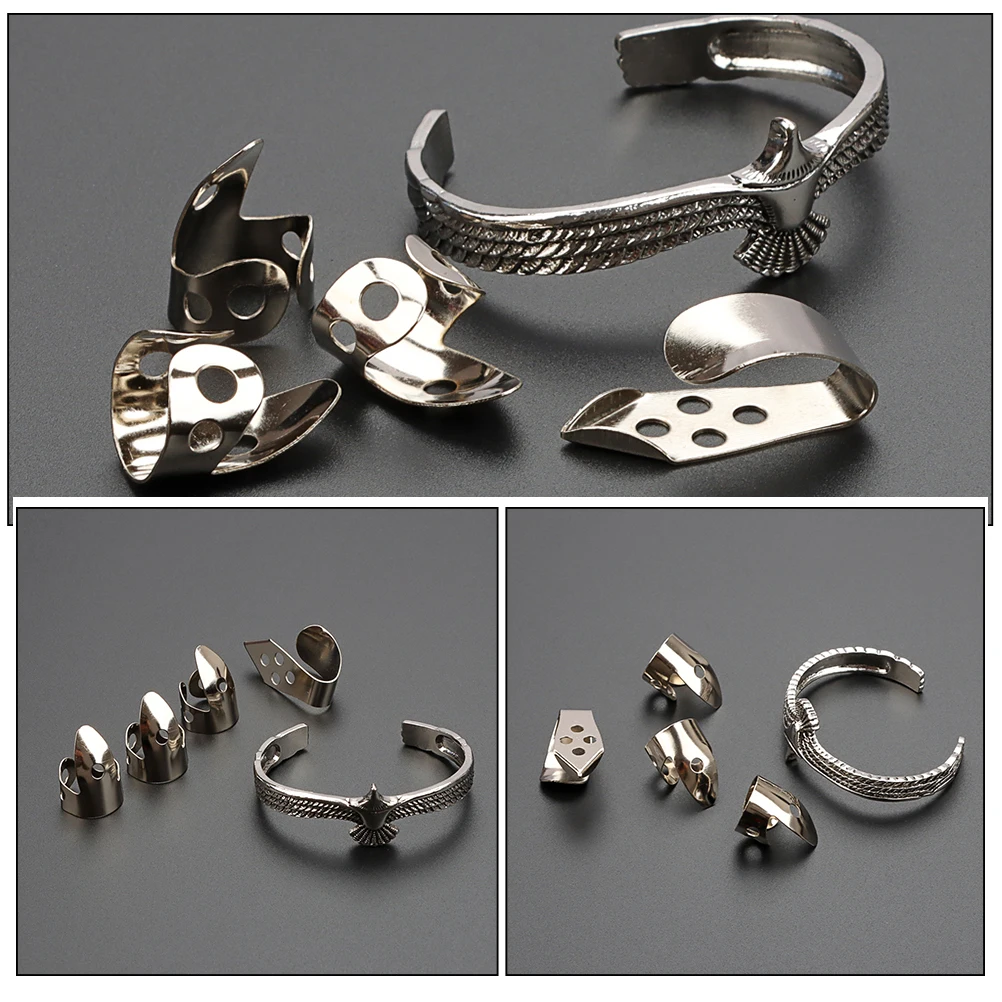 

Silver Bracelet Finger Covers for Guitar Guards Pick Protectors Picks Metal Thumb