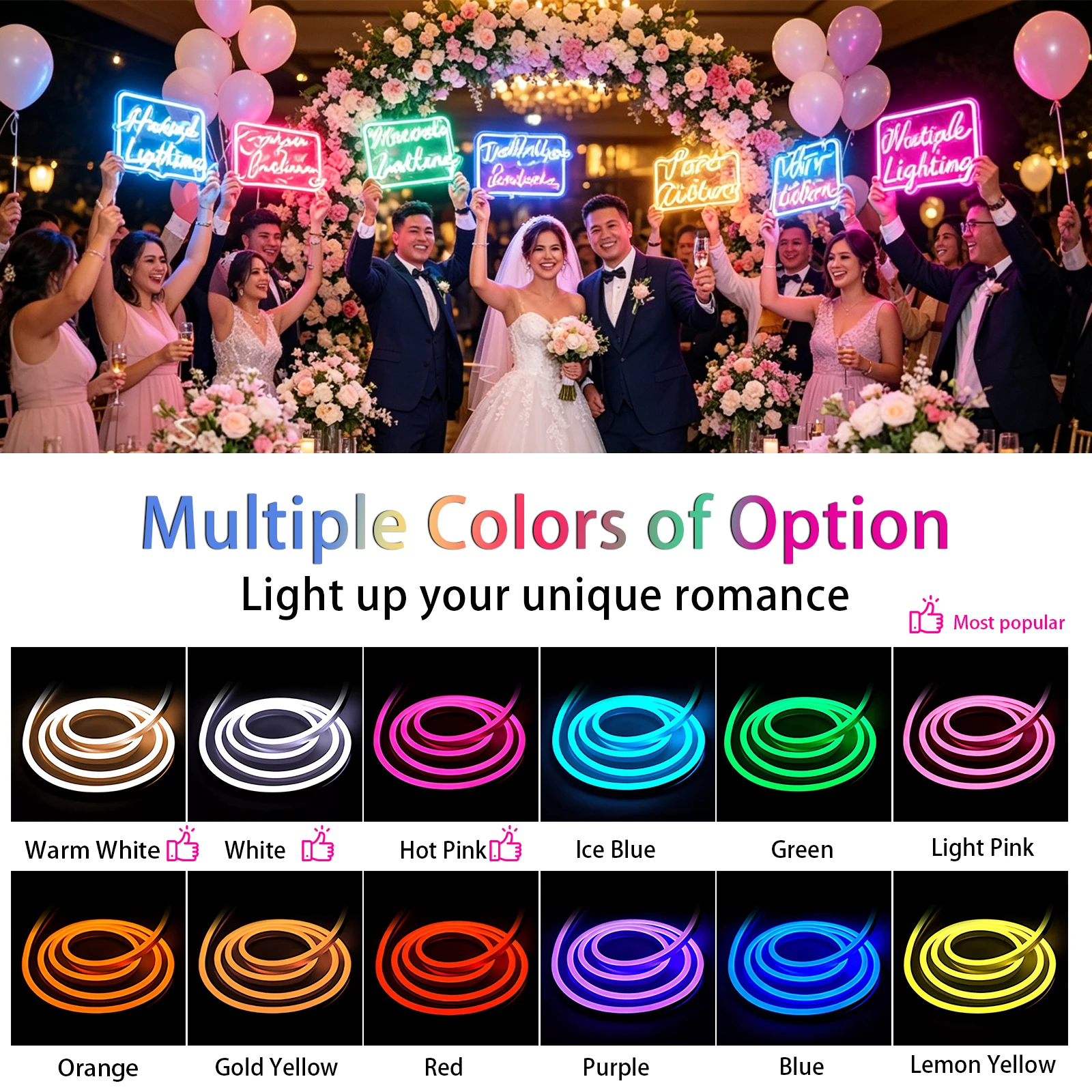 Custom Wedding Neon Sign, LED Wedding Sign with Free Dimmer, Battery Operated Neon Sign, Last Name Neon Sign, Bedroom Wall Decor view 4