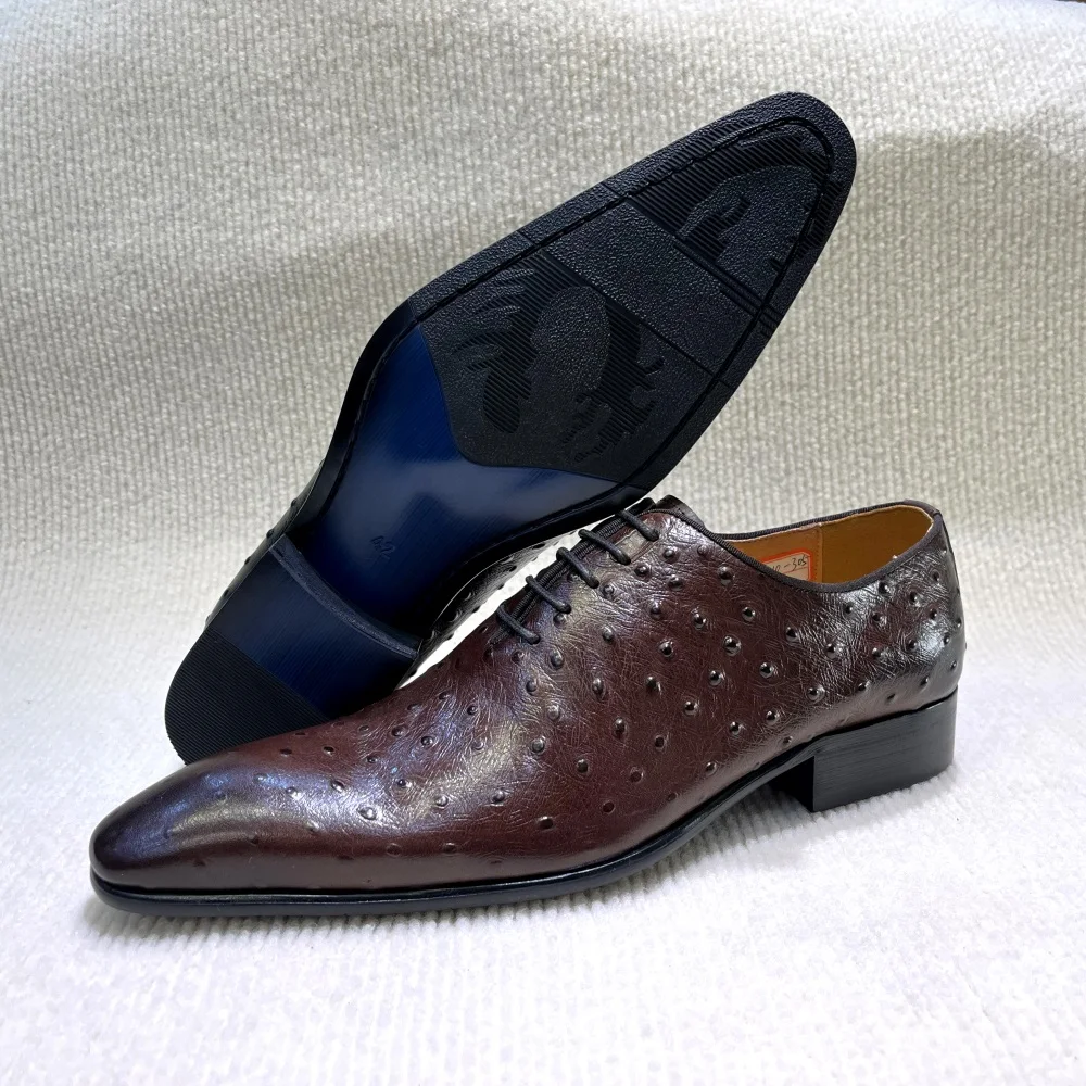 

Men's Autumn Winter Dress Shoes Genuine Leather Lace-Up Brogue Oxfords Formal Business Office Shoes with Buckle for Wedding