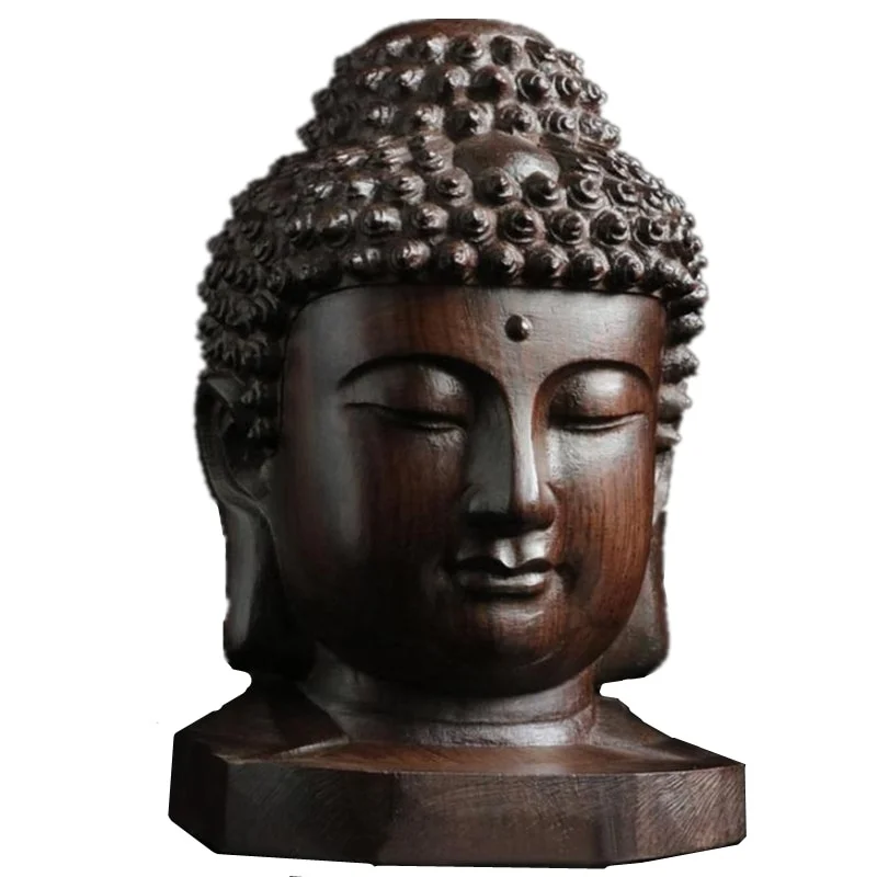 Estatua de Sakyamuni de madera, figura creativa de Tathagata de 6cm, cabeza de Buda de caoba, artesanía artística India, 1/2 Uds.