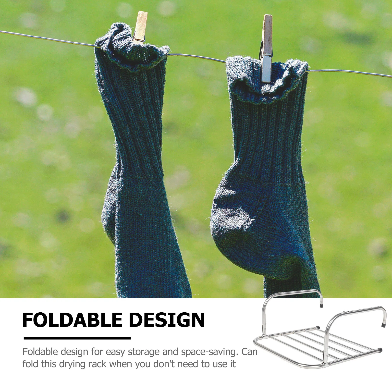 

Stainless Steel Foldable Drying Rack Telescopic Design Windproof Hanger For Balcony Laundry Room Home Use Shoes Towel Storage