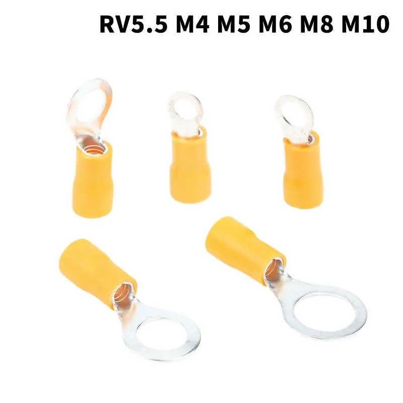 Heavy Duty Ring Crimp Terminals 10/50Pcs RV5.5 M4-M8 Insulated Electrical Connectors for Truck Wiring Repair Jobs