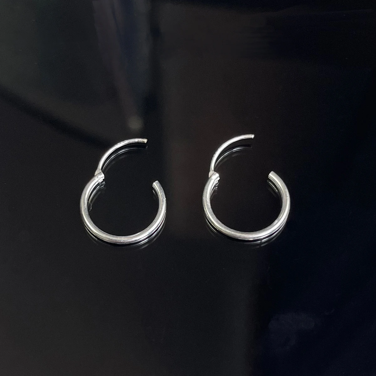 Women Sterling Silver 925 Jewelry Simple Round Size 8mm/10mm/12mm Hoop Earring Fashion Pull Button Silver Piercing Earring New