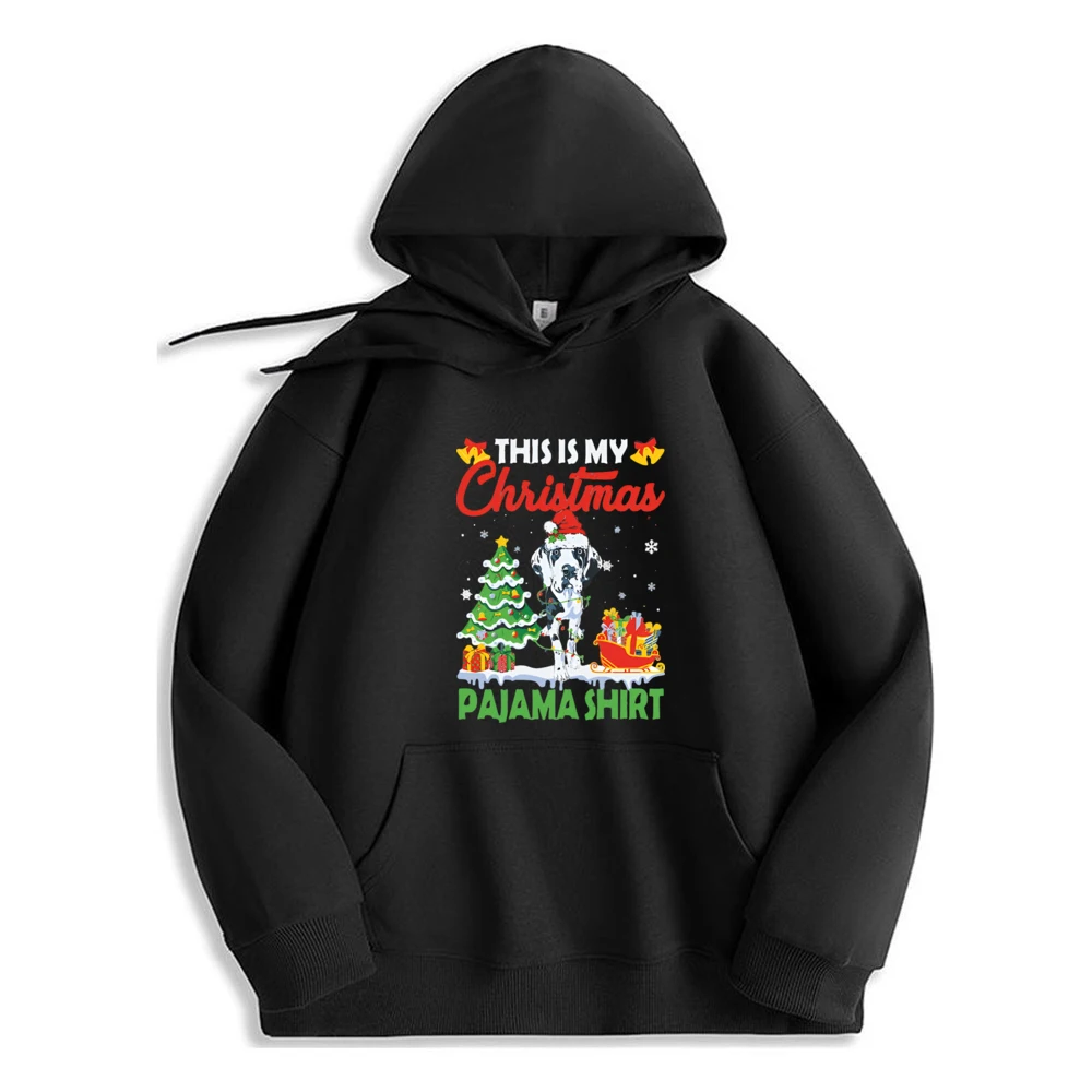 

This Is My Christmas Pajama Shirt Printed Hoodie Trendy Oversized Graphic Long Sleeve Sweatshirt Leisure