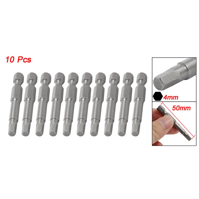 

10pcs Magnetic 4mm/6mm Tip Hex Screwdriver Bits Set 6.3mm Hex Shank Diameter Hex Screwdriver Screw Driver Bits S2 Alloy Steel