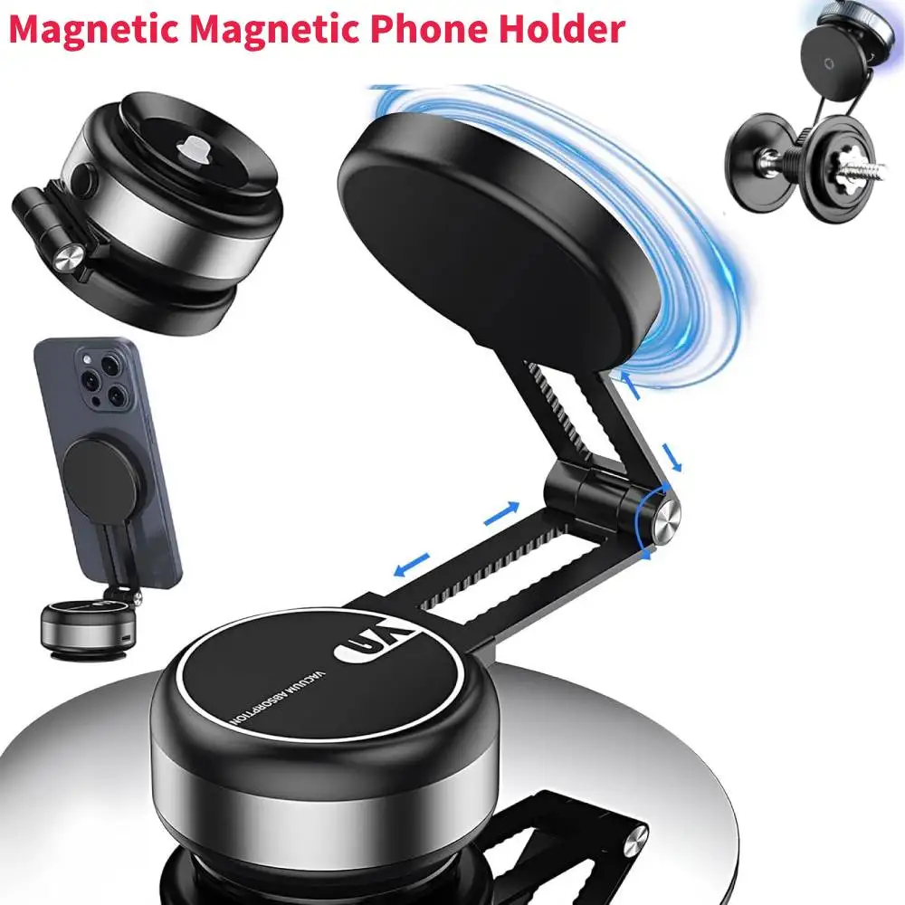 

НОВОЕ автомобильное крепление, вакуумный магнитный держатель для телефона, складная прочная присоска для сотового телефона для iphone 12, 13, 14, 15, 16, прямая трансляция