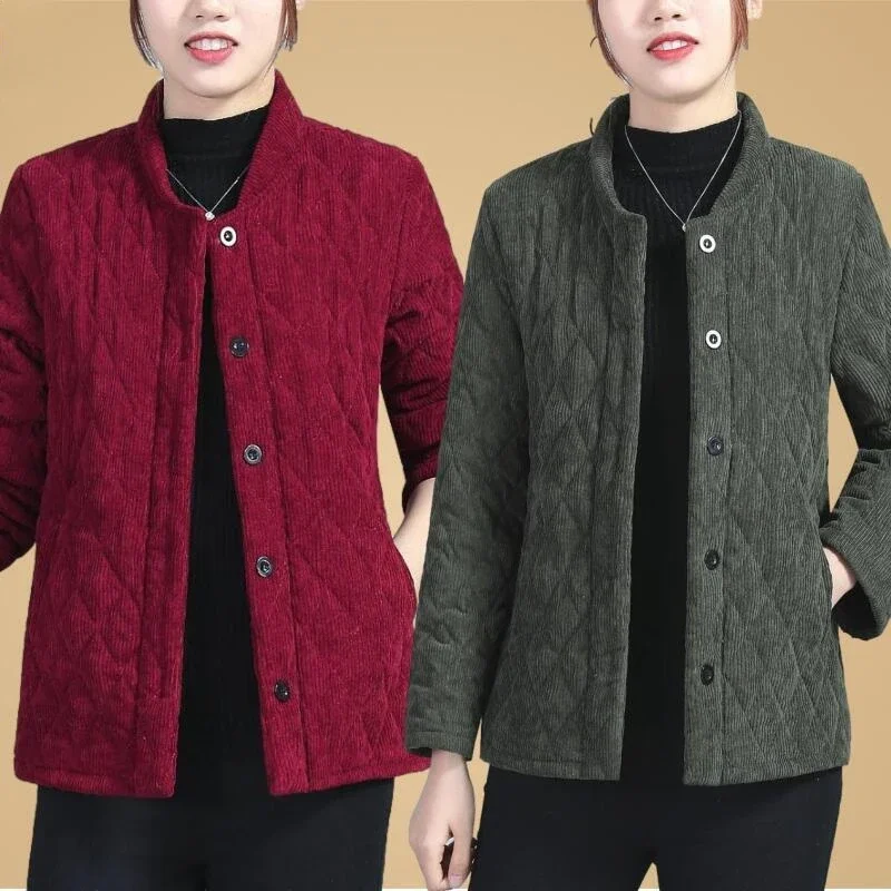 

Corduroy Winter Coat Women Puffer Jacket Winter New Korean Style Long Ladies Over-the-knee Cotton Padded Jacket Keep Warm