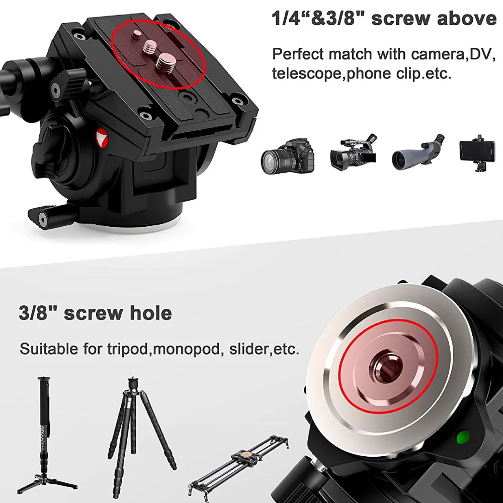 Kingjoy กระทะและเอียงอัลลอยขาตั้งกล้องมก. สำหรับกล้องโทรทรรศน์การดูนกเลนส์กล้องโทรศัพท์กลางหรือกล้องดาราศาสตร์