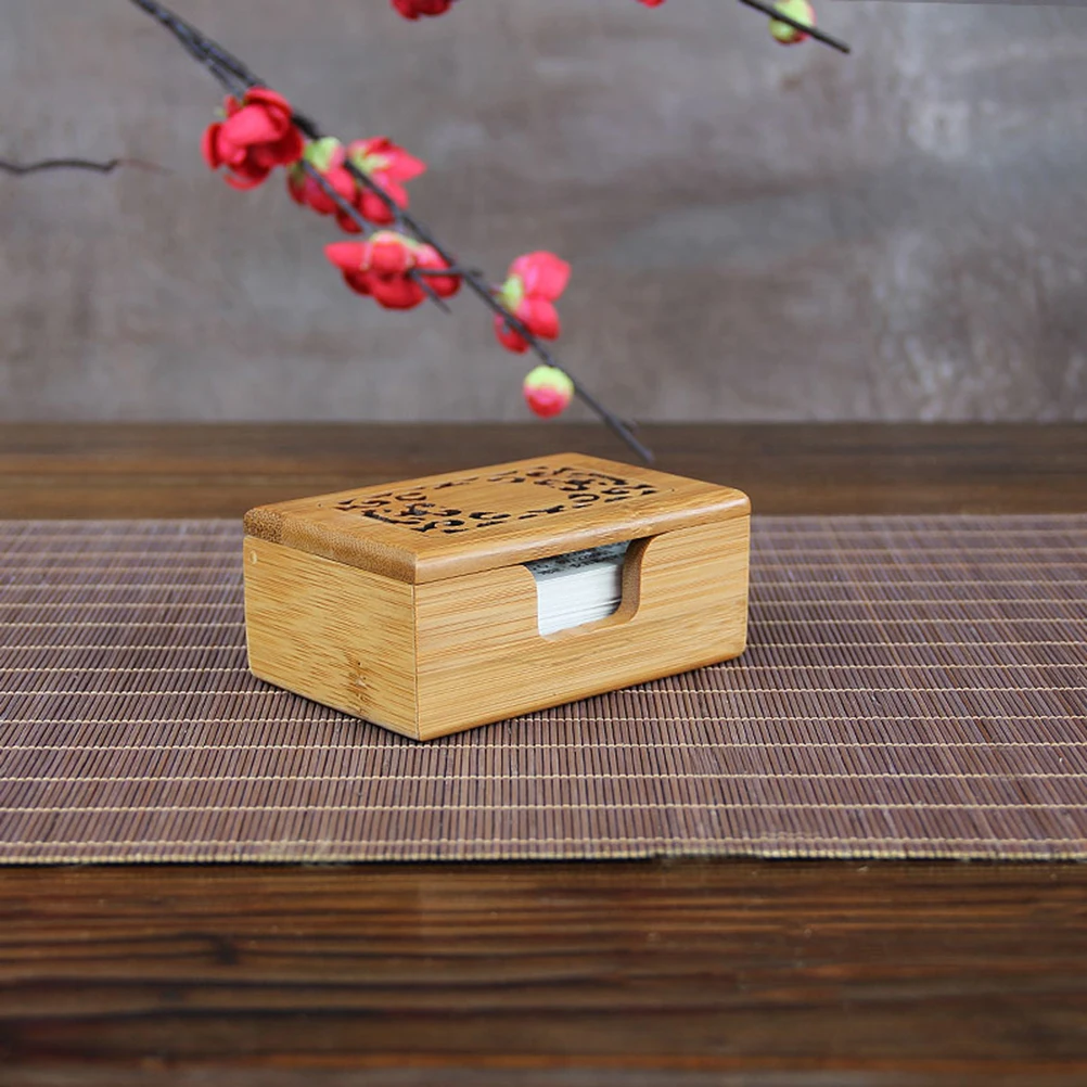 

Creative Business Cards Box Hollow Out Name Storage Organizer Bamboo Holder For Office Large Capacity Space Saving Easy Access