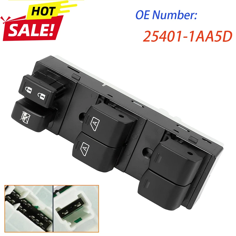 

254011AA5D 25401-1AA5D Electric Power Master Window Switch Lifter Button for Nissan Murano 2009 2010 2011 2012 2013 2014