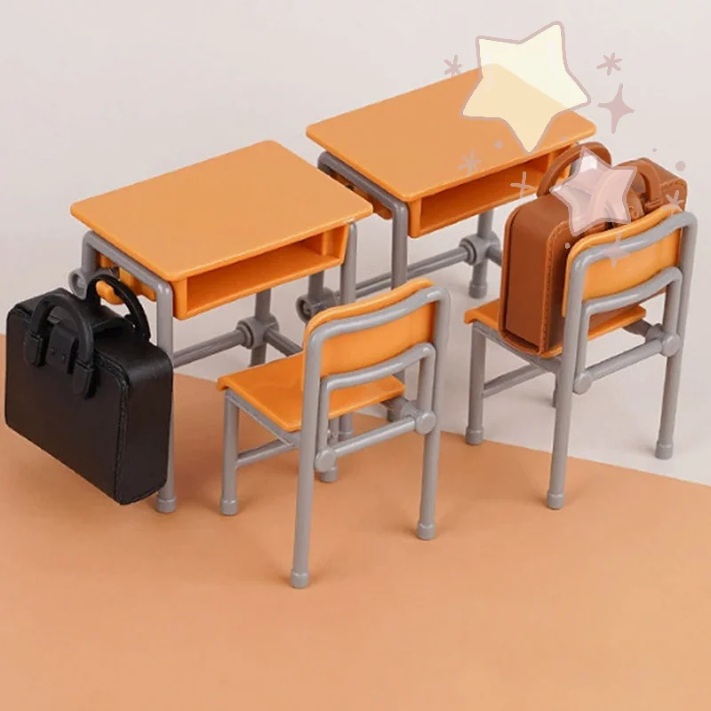 

1 комплект, масштаб 1:12, миниатюрные школьные столы и стулья для кукольного домика, набор моделей, украшение для класса, игрушка, еда1, набор 1:1, посуда, орнамент