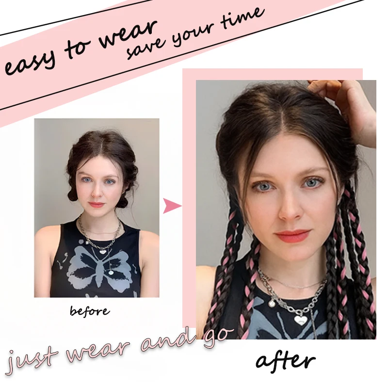 LUPU 2 шт., косички для волос, парик, синтетические наращивания, хвост, 18 дюймов, выделенные боксерские косы с резинкой, накладные женские волосы