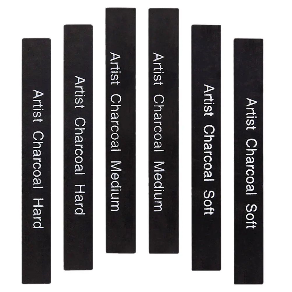 

6Pcs Compressed Charcoal Sticks High-Density Carbon Charcoal Rods for Hobbyist Sketching Shading Painting Teens Adults Art
