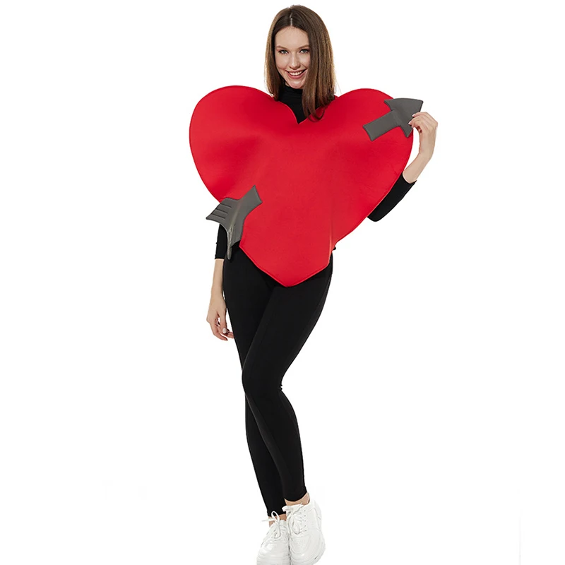 2025 New Arrival Men Valentine's Day Fancy Dress Up Women Red Heart With Cupid Arrow Halloween Costume