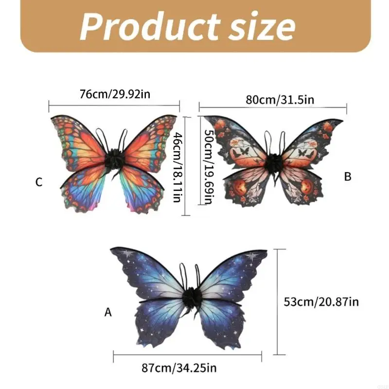 소녀를 위한 Q0KE 나비 날개 의상, 아이를 위한 할로윈 요정 날개 복장 최대 의상