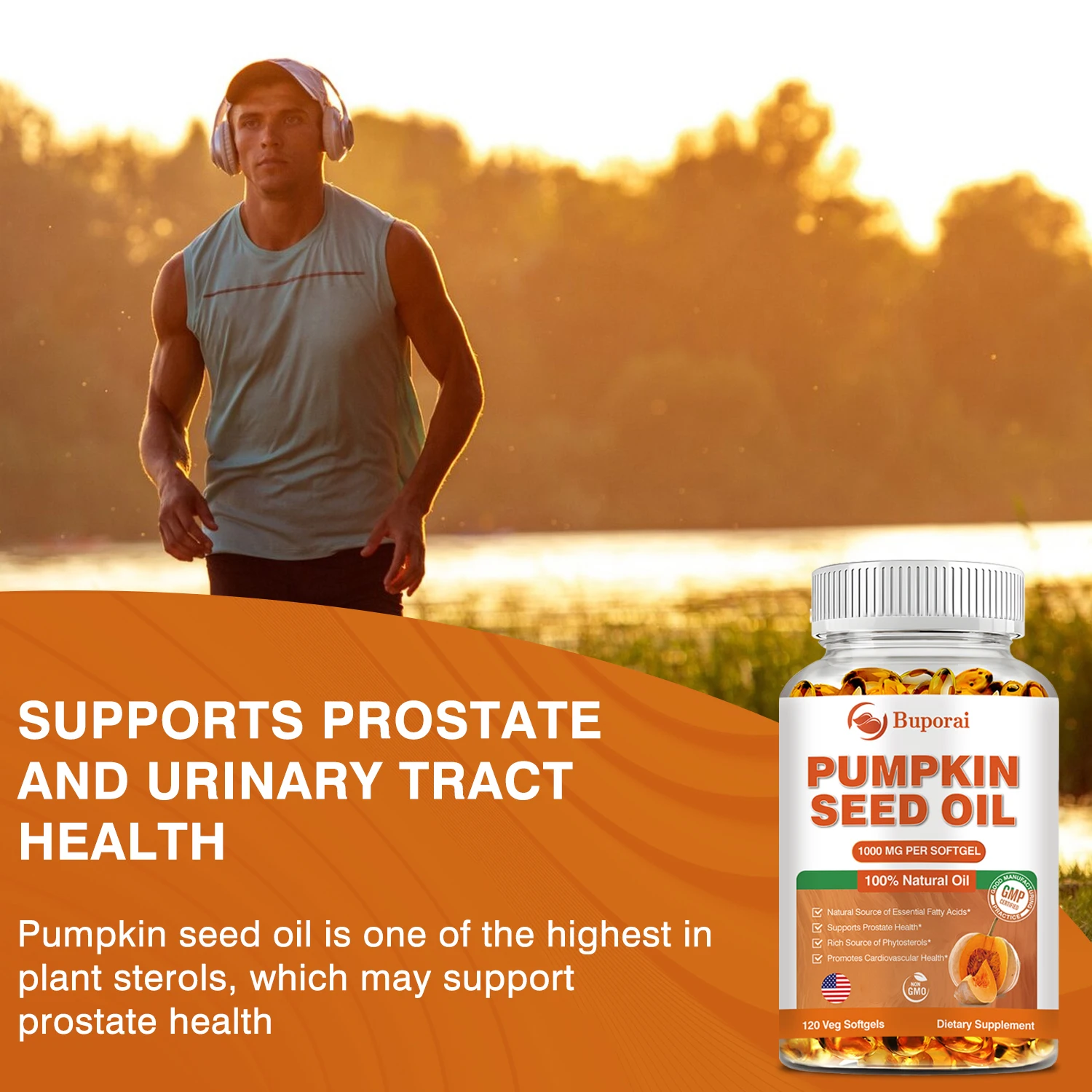 

Pumpkin Seed Oil Capsules - Promotes Hair Growth, Hair Care, Supporting Prostate Health and Enhance Immunity System