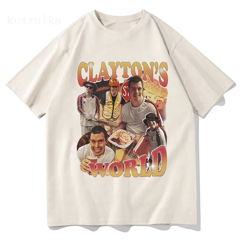 CLAYTON'S WORLD Chicken Burgah T Shirt 2024 New Fashion Men Harajuku T-Shirt Unisex High Quality Vintage 100% Cotton Tees Shirts