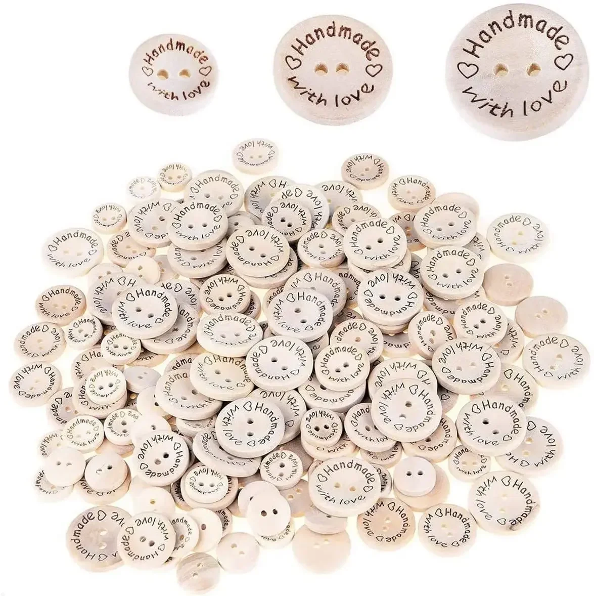 150 pcs DIY Handmade Buttons Natural Wood Buttons Handicraft Decorative Buttons 15/20/25mm Button Combination High Quality