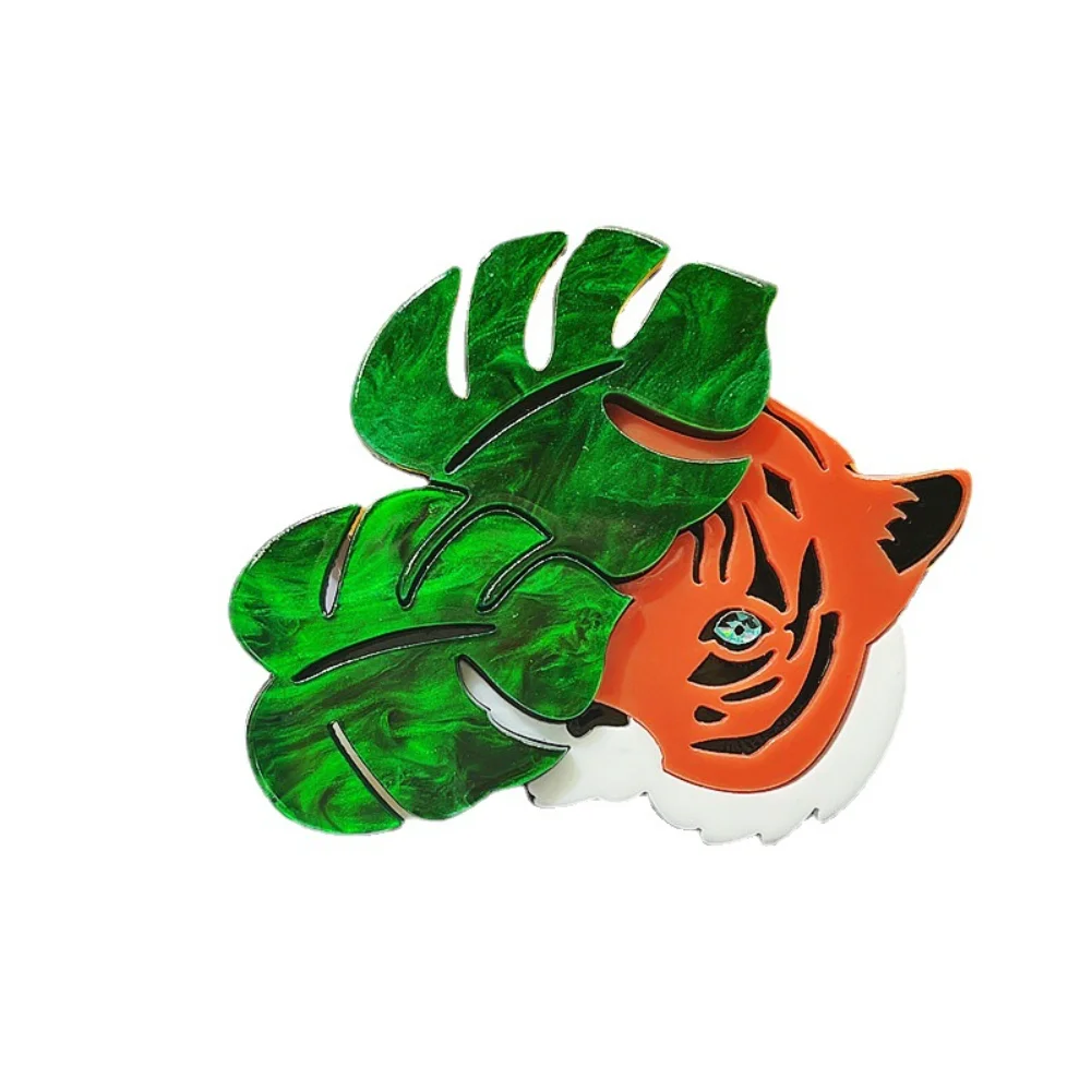 Creative Tiger and Turtle Backed Bamboo Pin Acetic Acid Sheet Acrylic Brooch Banquet Formal Coat and Suit Decoration Accessories