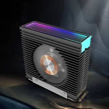 ARGB M.2 2280 SSD散熱器,配備50MM PWM雙風扇,附導熱墊,適用於M.2桌上型電腦。 8 最佳銷售 散熱片 - №8