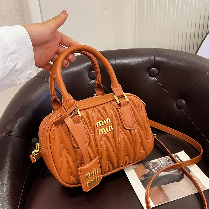 

2025 New Fashion Pleated Women's Handbag Shoulder Crossbody Bag High Quality PU Shoulder High Street Bag Tote Bags for Women