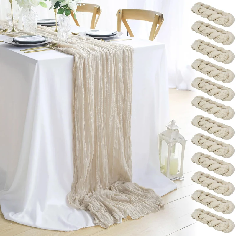 90x400CM Semi-Sheer Gauze Table Runner For Wedding Reception Sheer Bridal Shower Birthday Party banquet Xmas Table Decoration