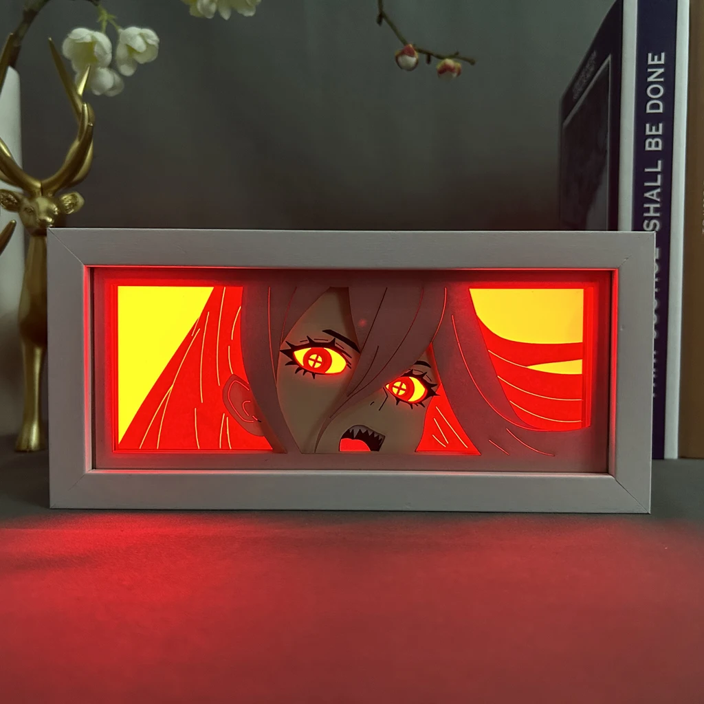 

Anime Led Night Light Box Chainsaw Man Power For Hoom Decor Nightlight Paper Cut Shadow Box Manga Gifts For Girls Manga Lightbox