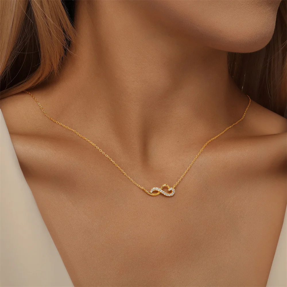 CANNER 925 srebro w kształcie serca nieskończona cyrkonia naszyjnik dla kobiet 18K złoto Ins luksusowy naszyjnik Fine Jewelry Party prezent — zdjęcie 4