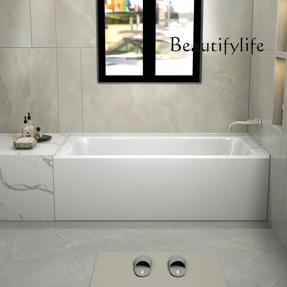 R New Household Single-sided Skirt Bathtub Acrylic Independent Bathtub General Merchandise White Basic Bathtub